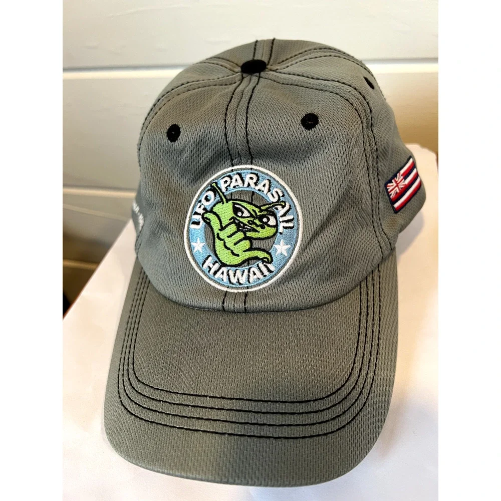 UFO Parasail Hawaii Grey Baseball Cap Aloha Island Flag Snapback Hat